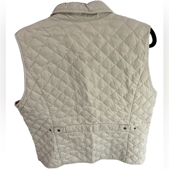 Eddie Bauer Cream Quilted Goose Down Vest Size XL - Picture 6 of 10
